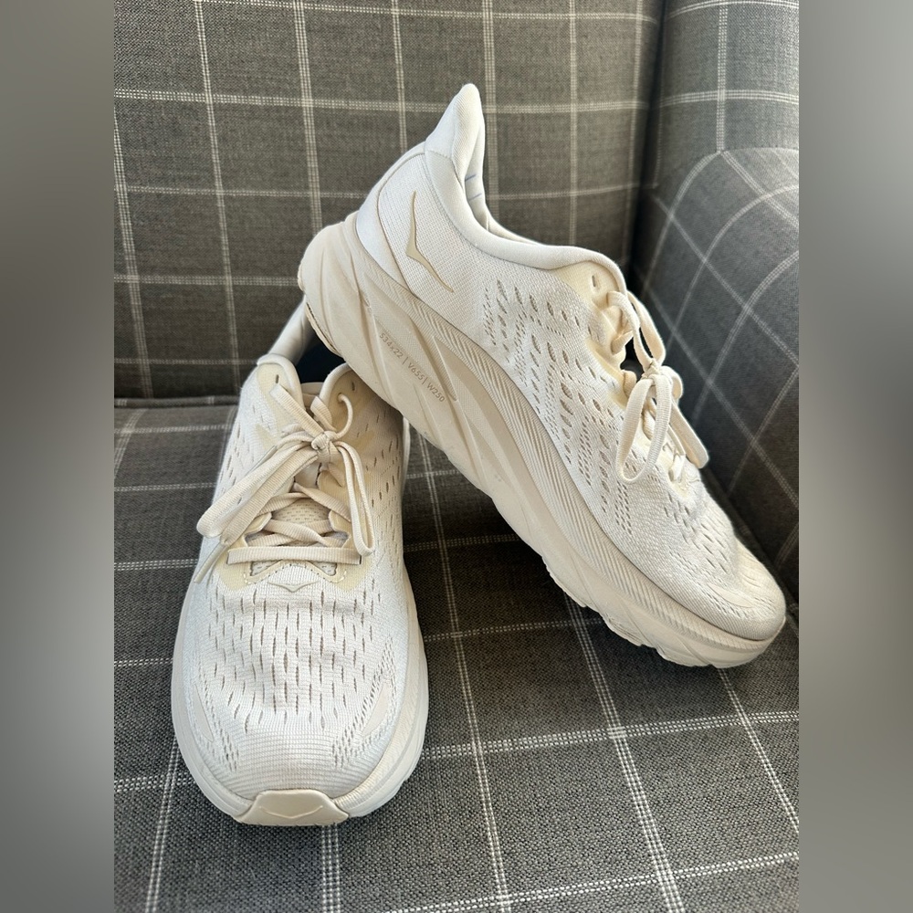 Hoka Cream/Beige Clifton 8 Running Shoes Mens Size 8D - Picture 2 of 12